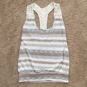 Tan striped racer back tank